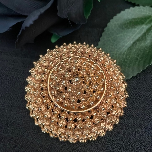 Coro Jewelry - Vintage Coro Signed Dome Multi Layer Gold Tone Brooch
